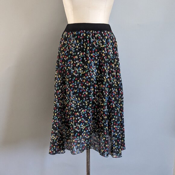 Flowy Floral Midi Length Tea Skirt Small - Picture 4 of 4